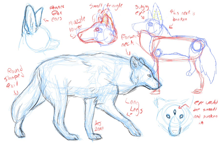 How to draw wolf + big ears and three eyes