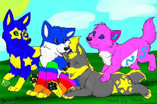 My four oldest fursonas--as puppies!
